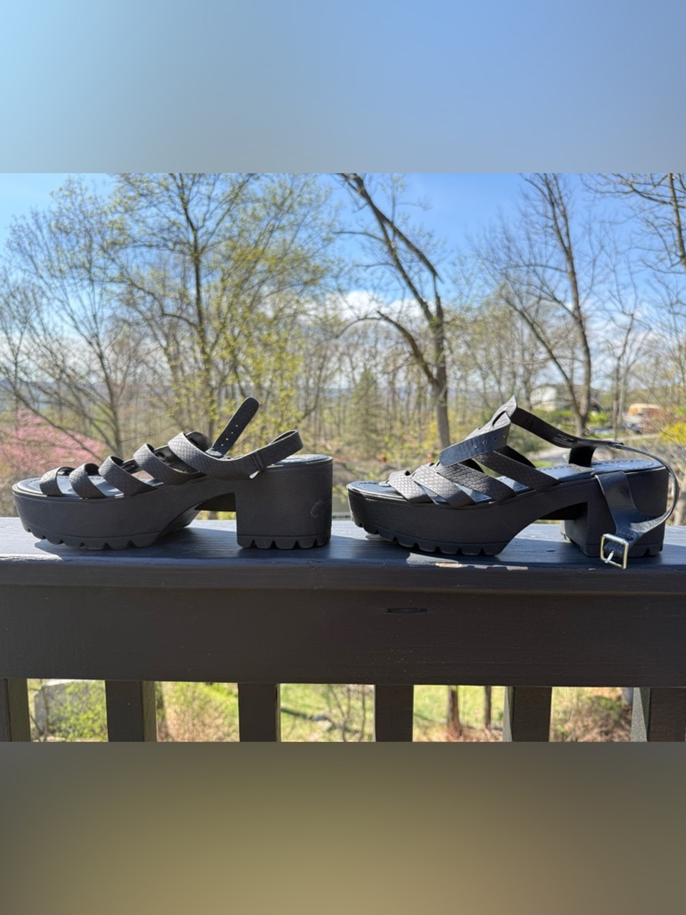 Soda Black Strappy Platform Sandals